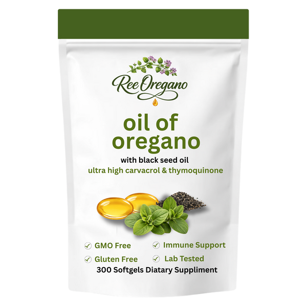 Ree Oregano Softgels, 300 Count | 2 in 1 Formulated with Black Seed Oil