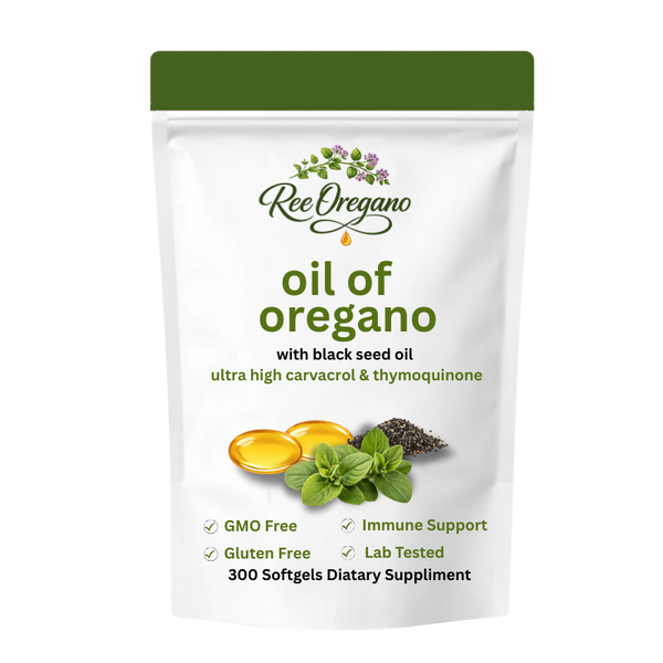Ree Oregano Softgels, 300 Count | 2 in 1 Formulated with Black Seed Oil